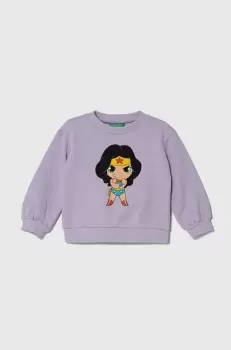 United Colors of Benetton hanorac de bumbac pentru copii x DC culoarea violet, cu imprimeu imagine