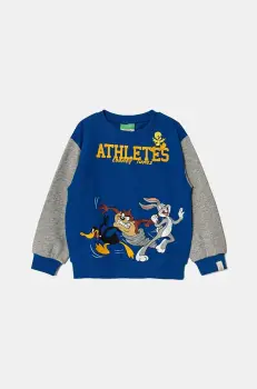United Colors of Benetton hanorac de bumbac pentru copii x Looney Tunes culoarea albastru marin, cu imprimeu, 3J68G10GX imagine