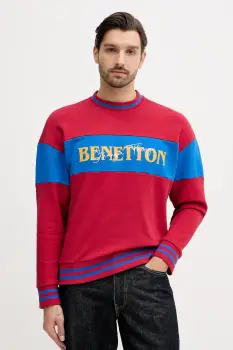 United Colors of Benetton hanorac de bumbac x Stranger Things culoarea bordo, cu imprimeu, 342ZU10BA imagine