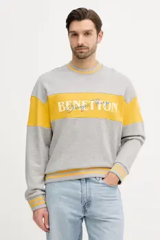 United Colors of Benetton hanorac de bumbac x Stranger Things culoarea gri, cu imprimeu, 342ZU10BA imagine