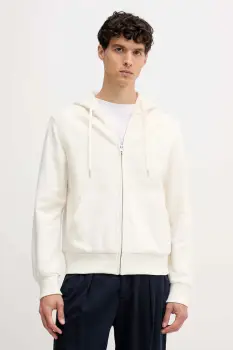 United Colors of Benetton hanorac din amestec de lana culoarea bej, cu gluga, uni, 3ORNU500S imagine