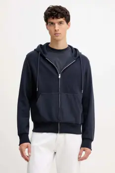 United Colors of Benetton hanorac din amestec de lana culoarea bleumarin, cu gluga, uni, 3ORNU500S imagine