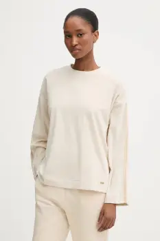 United Colors of Benetton longsleeve de pijama culoarea bej, 3JQA3M08B imagine