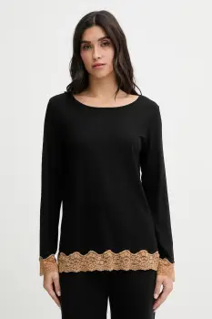 United Colors of Benetton longsleeve de pijama culoarea bej, 3Z123M07X imagine