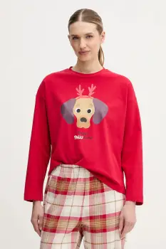 United Colors of Benetton longsleeve de pijama culoarea rosu, 3DKE3M07Y imagine