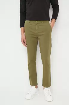 United Colors of Benetton pantaloni barbati, culoarea verde, cu fason chinos imagine