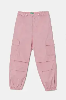 United Colors of Benetton pantaloni copii culoarea roz, neted, 4L2VCF046 imagine