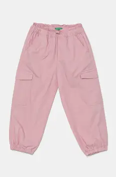 United Colors of Benetton pantaloni copii culoarea roz, neted, 4L2VGF028 imagine