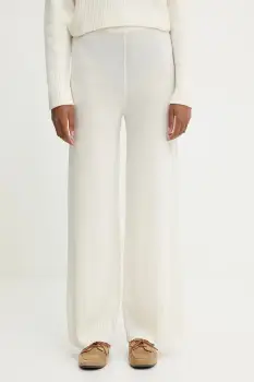 United Colors of Benetton pantaloni cu lana culoarea bej, lat, high waist, 102HDF00Z imagine