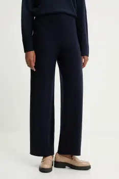 United Colors of Benetton pantaloni cu lana culoarea bleumarin, lat, high waist, 102HDF00Z imagine