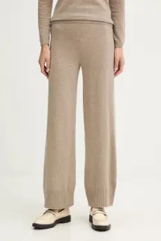 United Colors of Benetton pantaloni cu lana culoarea maro, lat, high waist, 102HDF00Z imagine