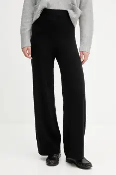 United Colors of Benetton pantaloni cu lana culoarea negru, lat, high waist, 102HDF00Z imagine