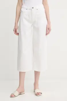 United Colors of Benetton pantaloni culoarea alb, drept, high waist, 4LEDDF09P imagine