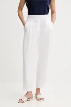 United Colors of Benetton pantaloni culoarea alb, lat, high waist, 4T91DF08L imagine