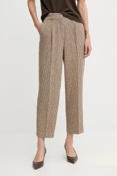 United Colors of Benetton pantaloni culoarea bej, drept, high waist, 44BWDF0AE imagine