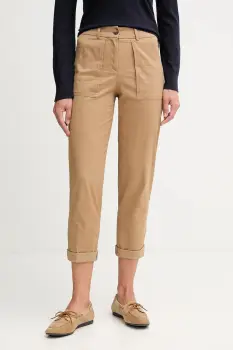 United Colors of Benetton pantaloni culoarea bej, drept, high waist, 4FRXDF08E imagine