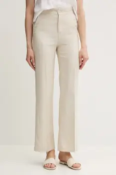 United Colors of Benetton pantaloni culoarea bej, drept, high waist, 4T91DF099 imagine