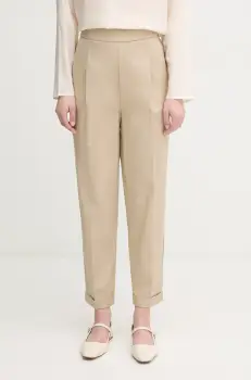 United Colors of Benetton pantaloni culoarea bej, fason tigareta, high waist, 40FADF092 imagine