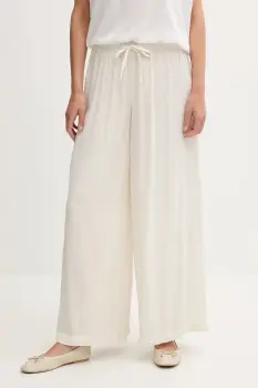 United Colors of Benetton pantaloni culoarea bej, lat, high waist, 4VW95F00C imagine