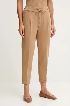 United Colors of Benetton pantaloni culoarea bleumarin, drept, high waist, 4DI4DF00J imagine