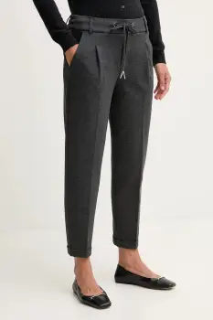 United Colors of Benetton pantaloni culoarea bleumarin, drept, high waist, 4DI4DF00J imagine