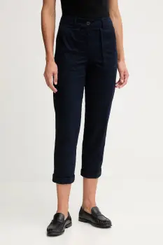 United Colors of Benetton pantaloni culoarea bleumarin, drept, high waist, 4FRXDF08E imagine