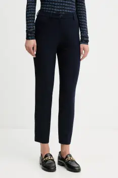 United Colors of Benetton pantaloni culoarea bleumarin, drept, high waist, 4L4H557R4 imagine