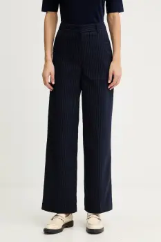 United Colors of Benetton pantaloni culoarea bleumarin, drept, high waist, 4X8MDF07F imagine