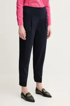 United Colors of Benetton pantaloni culoarea bleumarin, fason tigareta, high waist, 40FADF092 imagine