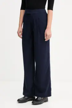 United Colors of Benetton pantaloni culoarea bleumarin, lat, high waist, 4K3ADF09Z imagine