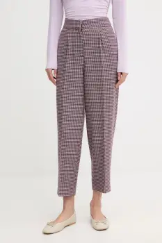 United Colors of Benetton pantaloni culoarea bordo, drept, high waist, 44BWDF0AE imagine