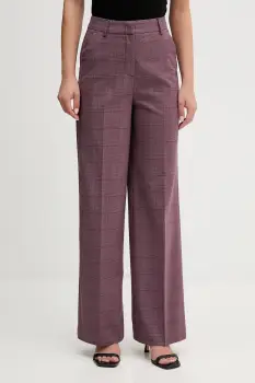 United Colors of Benetton pantaloni culoarea bordo, drept, high waist, 4X8MDF07F imagine
