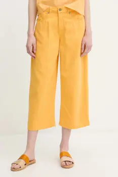 United Colors of Benetton pantaloni culoarea galben, drept, high waist, 4LEDDF09P imagine