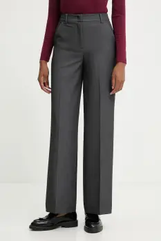 United Colors of Benetton pantaloni culoarea gri, drept, high waist, 4R4CDF08H imagine