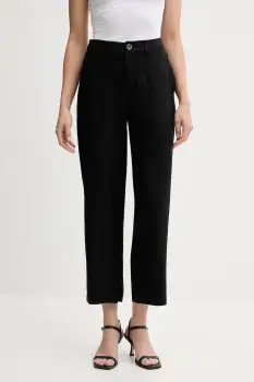 United Colors of Benetton pantaloni culoarea negru, drept, high waist, 4NPHDF09D imagine