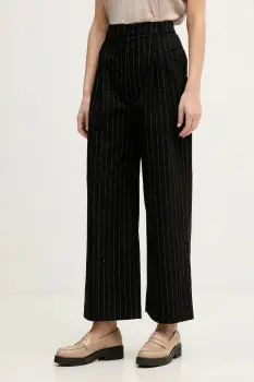 United Colors of Benetton pantaloni culoarea negru, drept, high waist, 4TUDDF0AF imagine