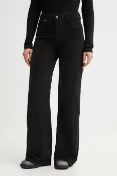 United Colors of Benetton pantaloni culoarea negru, lat, high waist, 41ULDE029 imagine