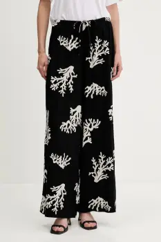 United Colors of Benetton pantaloni culoarea negru, lat, high waist, 4QYZ5F00D imagine