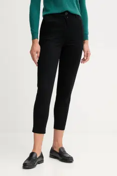 United Colors of Benetton pantaloni culoarea negru, mulata, high waist, 4FRXDF096 imagine