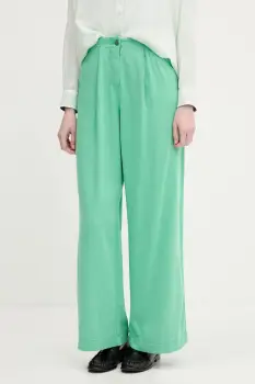 United Colors of Benetton pantaloni culoarea verde, drept, high waist, 4LEDDF09O imagine