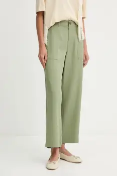 United Colors of Benetton pantaloni culoarea verde, drept, high waist, 4NPHDF09D imagine