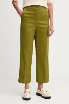 United Colors of Benetton pantaloni culoarea verde, drept, high waist, 4SJCDF07J imagine