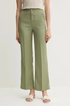 United Colors of Benetton pantaloni culoarea verde, drept, high waist, 4T91DF099 imagine