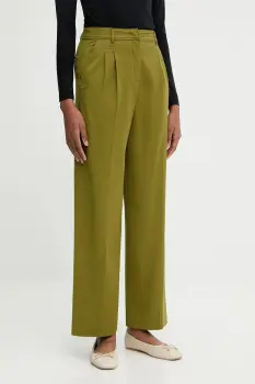 United Colors of Benetton pantaloni culoarea verde, drept, high waist, 4YVXDF09R imagine