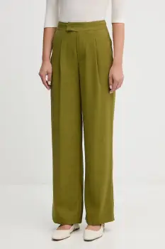 United Colors of Benetton pantaloni culoarea verde, lat, high waist, 4K3ADF09Z imagine