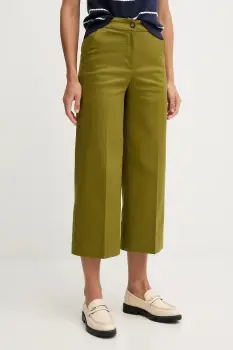 United Colors of Benetton pantaloni culoarea verde, lat, high waist, 4SJCDF09W imagine
