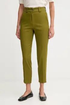 United Colors of Benetton pantaloni culoarea verde, mulata, high waist, 4FRXDF096 imagine