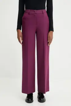 United Colors of Benetton pantaloni culoarea violet, drept, high waist, 4L4HDF07F imagine