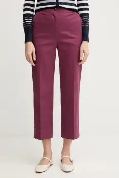 United Colors of Benetton pantaloni culoarea violet, drept, high waist, 4SJCDF07J imagine