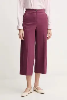 United Colors of Benetton pantaloni culoarea violet, lat, high waist, 4SJCDF09W imagine